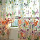 Butterfly Flower Pattern Voile Curtain Window Tulle Sheer Drapes Screen 1Mx2M