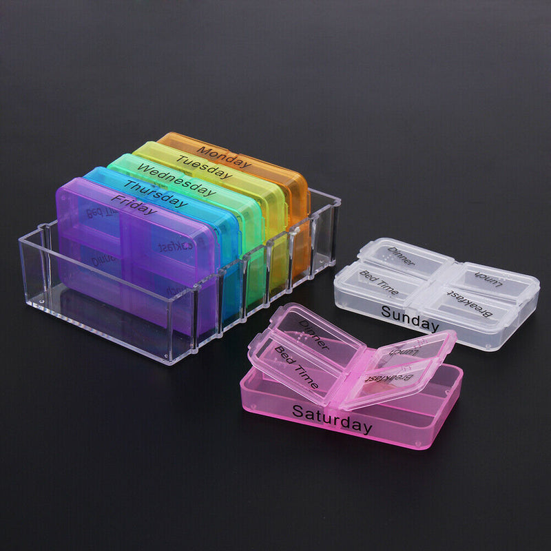 28 Cells Weekly Medicine Health Storage Pill Box with Printed Braille A