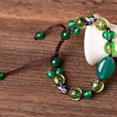 Ethnic Style Green Agate Glazed Bracelet Female Korean Version Of the Simpl
