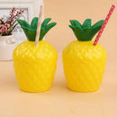 Novelty Tropical Pineapple Drinking Cup with Straw Luau Party Decor Supplies