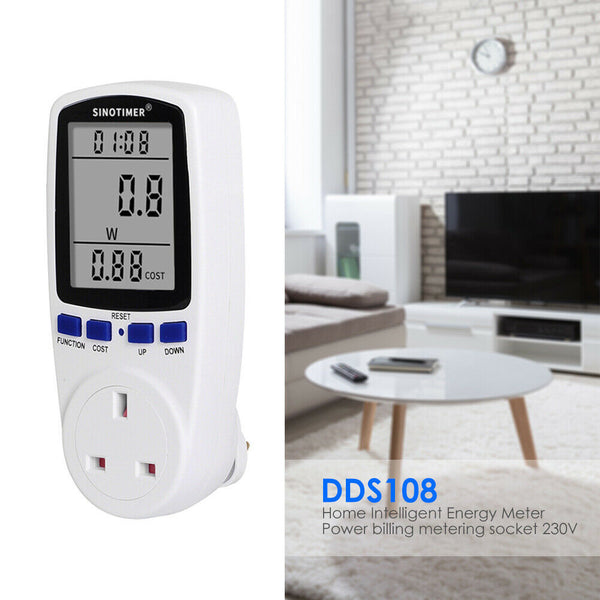 Plug in Power Meter Electricity Analyzer Monitor Voltage Wattmeter (UK)