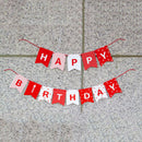 Happy birthday party paper red and white string banner banner