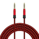 Heavy Duty 1.5M Red Nylon Braid 3.5mm Plug Male to Male Aux Extension Cable New