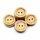 100 Buttons Natural Wood Round Shape With 2 Holes Sewing Stitching Knit Hab