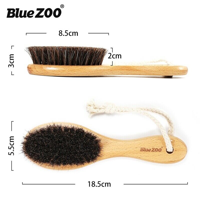 Bluezoo Men Boar Hair Bristle Beard Mustache Brush Hard Oval Wood Male Brus U7M7