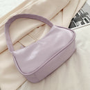 Women Handbags Solid Color PU Leather Female Shoulder Underarm Bag (Purple)