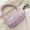 Women Handbags Solid Color PU Leather Female Shoulder Underarm Bag (Purple)