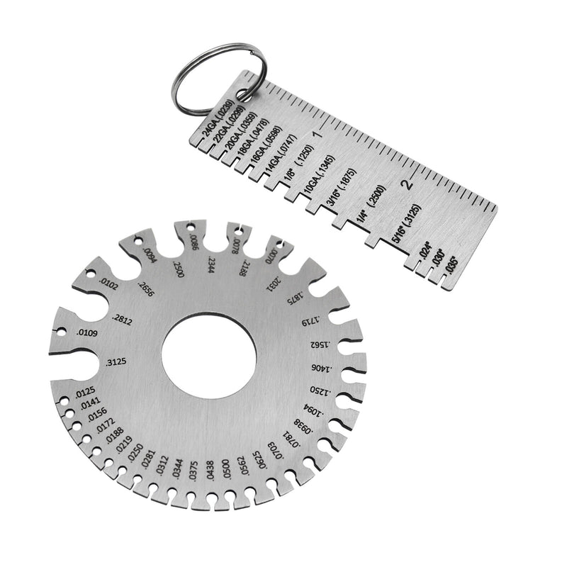 2pcs Portable With Key Ring Welding Wire Thickness Gauge Stainless Steel Sheet