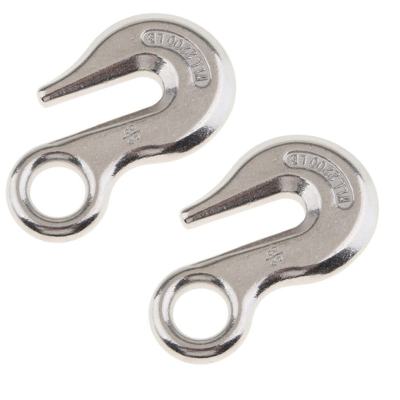 2pcs Lifting Eye Hook Stainless Steel 3/8" for Winch Cable ATV UTV