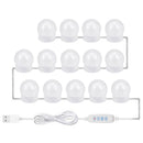 14pcs LED Makeup Mirror Light Bulb Kit Dimmable USB Hollywood Table Lights A