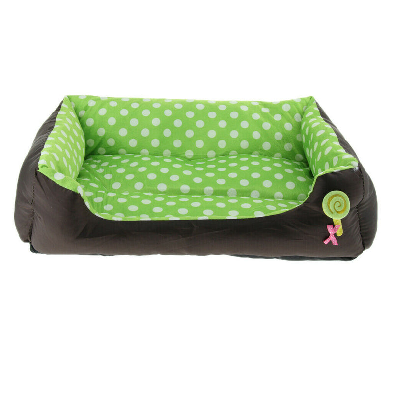 Pet Sofa Shape Dot Print Bed For Cats or Small Medium Dogs Green