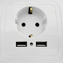 Dual USB Port Wall Charger Adapter EU Plug Socket Power Outlet Panel White QUG