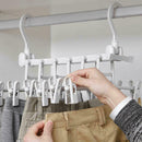 12 Clips Clothes Hanger Drying Pants Rack Wardrobe Folding Hook Trousers Holder