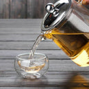 5Sizes Good Clear Borosilicate Glass Teapot With 304 Stainless Steel Infuse Z8Z4
