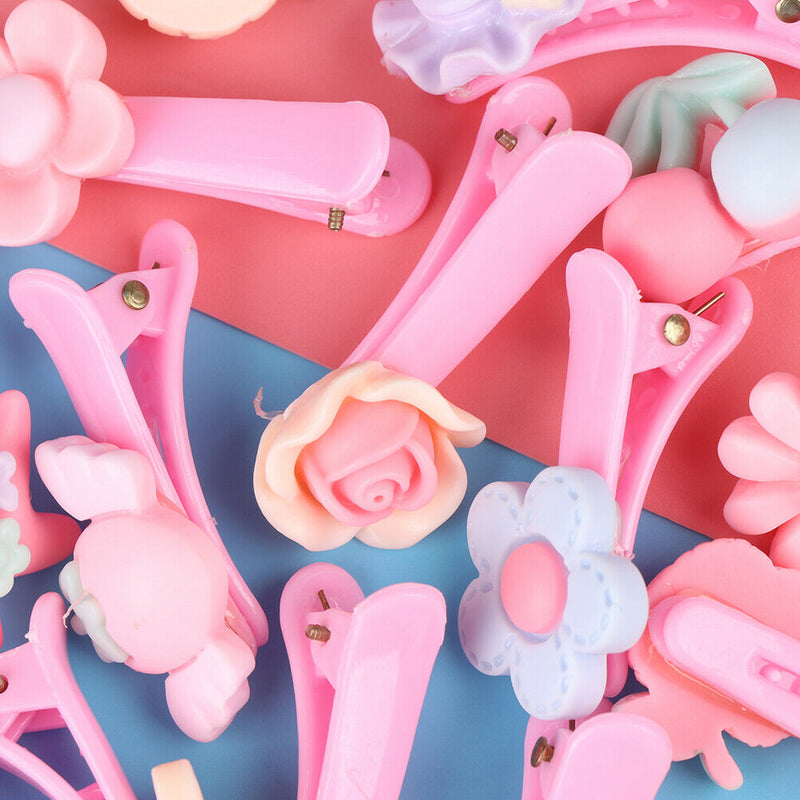 20Pcs Mixed multicolor baby kid children girls cartoon hair clips with bo R^i