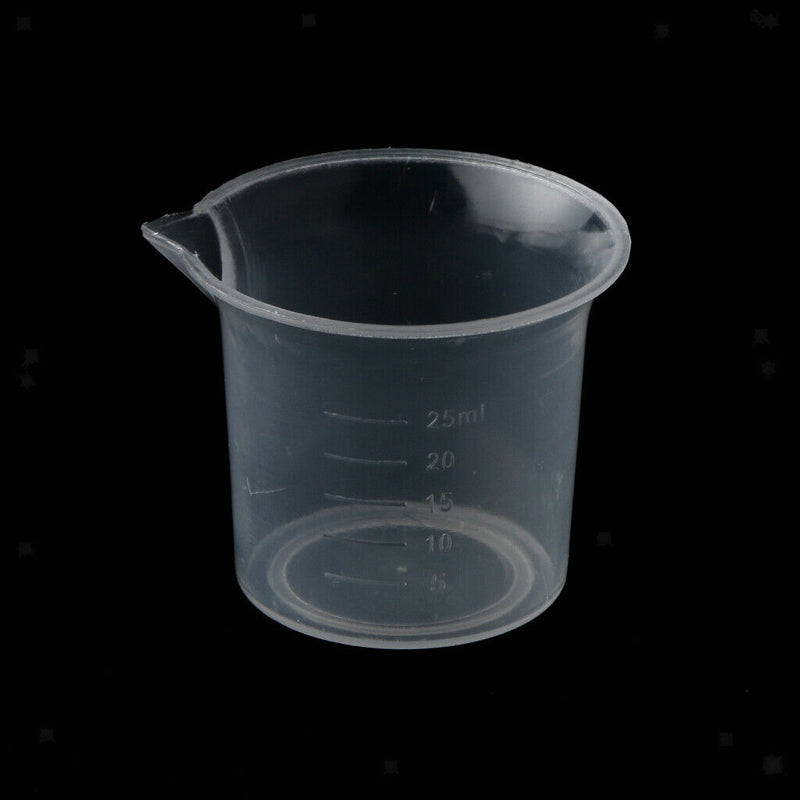 5 Pieces 25 Ml Transparent Plastic Laboratory Graduated Beaker Vessel Measure