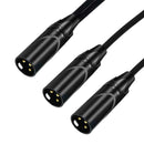 3Pin XLR Male Jack To Dual 2 Male Plug Y Splitter Adaptor Audio Cable Black