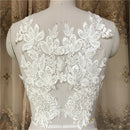 1 Pair of Flower Lace Applique Trim Embroidery Sewing Motif DIY Wedding Bridal