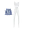 1/4 Blue Plaid Skirt + Vest + Stocking Suit For  DOD 43cm Dress Up