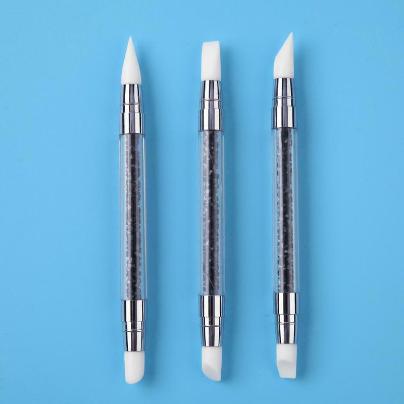 3pcs/Set Dual-Ended Silicone Nail Art Pens Hollow Carving Manicure Brushes