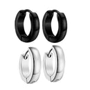 2 Pairs 316L Stainless Steel Huggie Hoop Jewellery Round Ear Snap Earrings