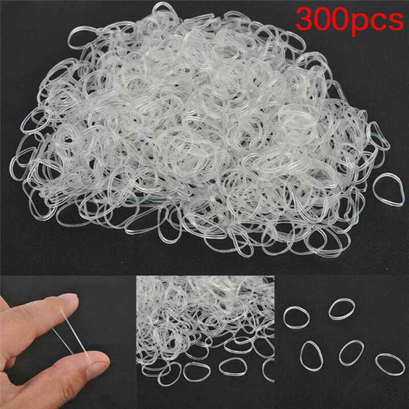 300PCS Transparent  Rubber Braiding Hair Band Hairope Elastic Ponytail Holde ME