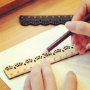 2 Pcs Beautiful Stylish Korea Stationery Lace Wood Ruler Sewing Ruler Offic V3Y9