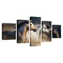 Modern 5 Panels Paintings on Canvas Wall Art Landscape Brown Horse