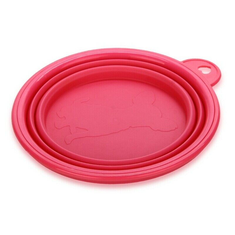 Feeder Foldable Silicone Magenta Bowl for Dog Cat Pet U9B1