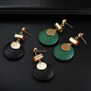 4X(Temperament Wild Round Earrings Geometric Hollow Alloy Pendant Earrings C7R6)