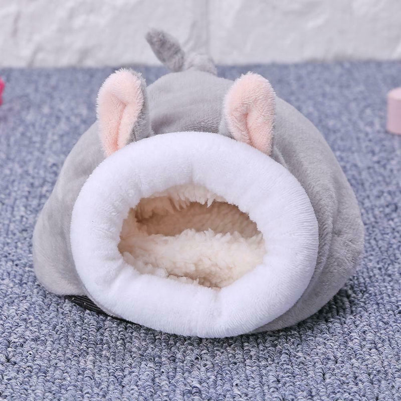 Pet Sleeping House Warm Hamster Puppy Kitten Bed Soft Nest Kennel (Grey) A