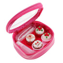 2 Set Mini Contact Lens Box Travel Soaking Case with Storage Zipper Pouch Rose