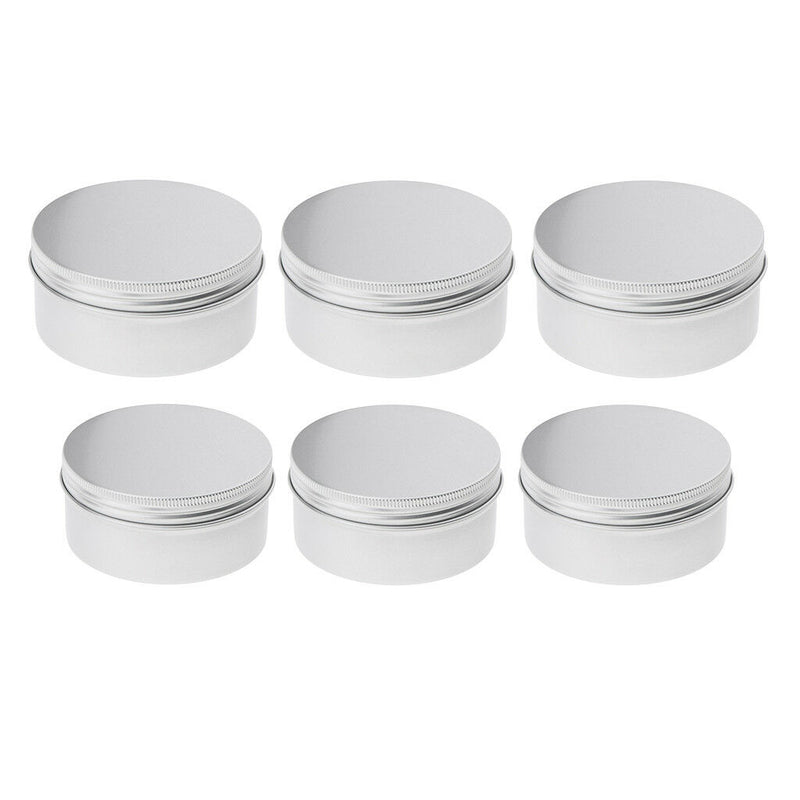 6x Aluminium Empty Pot Candle Soap Jewelry Findings Jar Tins Box 200ml 250ml