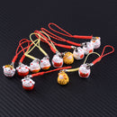 12pcs Lucky Beckoning Cat Small Maneki Neko Bell Keychain