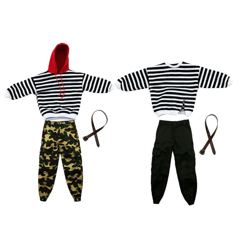 1/6 Stripes Hoodies Suit for 12 inch HOT TOYS /  Male Figures Body -