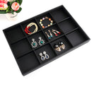 Black PU  Earring Jewelry Bracelet Organizer Display Tray Case Box Holder A