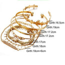 7Pcs/Set Bohemian Retro Crystal Geometry Open Bangle Bracelet Women JewelryS Gw