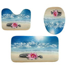 4Pcs Home Bathroom Decor Set Bathroom Beach Flower Pattern Toilet Seat Cove