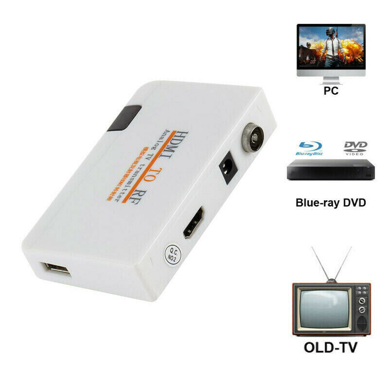 HDMI To RF Coaxial AV Converter Adapter Box TV Transmitter W/ Remote Control