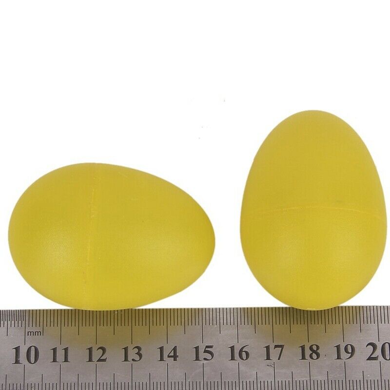 1 Pair Plastic Percussion Musical Egg Maracas Shakers yellow H4O5