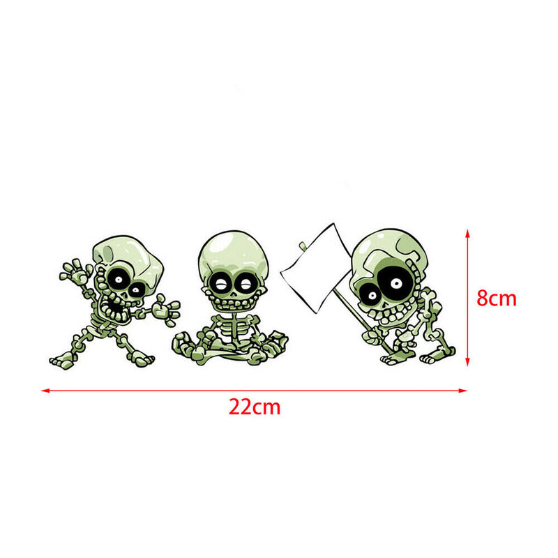 1 Sheet Car Decals Punk Laptop Stickers Funny Cartoon Skeleton F. Cars Removable