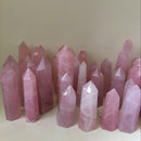 Pink Rose Quartz Crystal 100% Natural Rock clear Stone Point Healing Wand gift