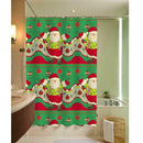 Waterproof Mould Proof Polyester Print Green Santa Claus Shower Curtain