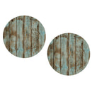 2x Elastic Round Tablecover Cover Waterproof Durable Vinyl 1.2m Wood Pattern