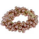 Women Pearls Beads Hair Band Rope Scrunchie Ponytail Holder (Khaki)