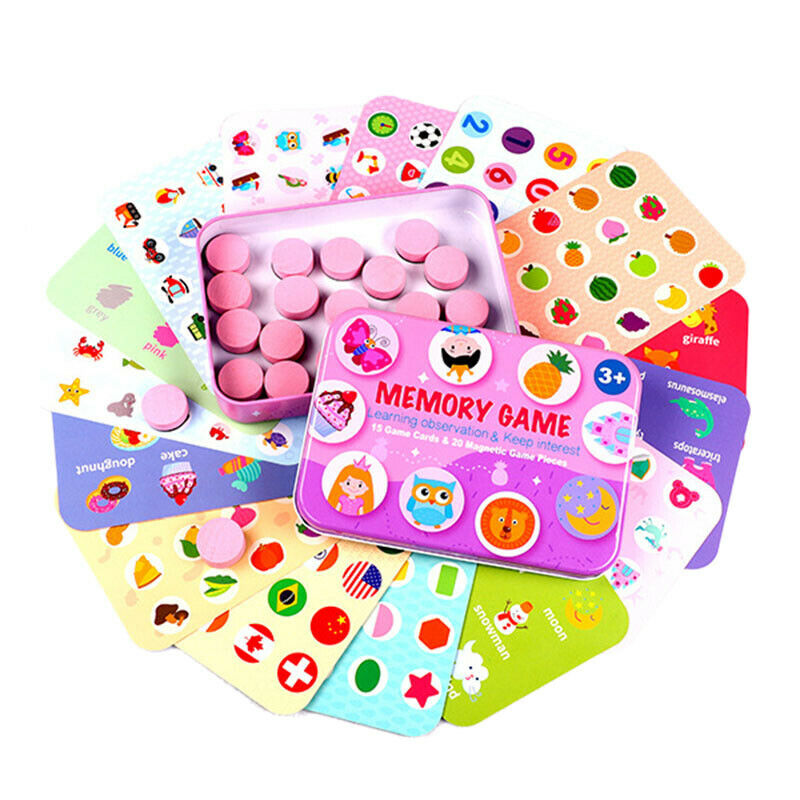 Kids English Wooden Memory Match Animal Number Flag Game Children Early Edu H3N2