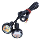 2 Pcs 12V 23Mm Dual Color Switchback 4014 12 Led Drl Eagle Eye Daytime Ligh
