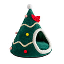 Christmas Tree Shape Dog Cat House Home Warm Sleeping Bed Nest (Green)(S) A