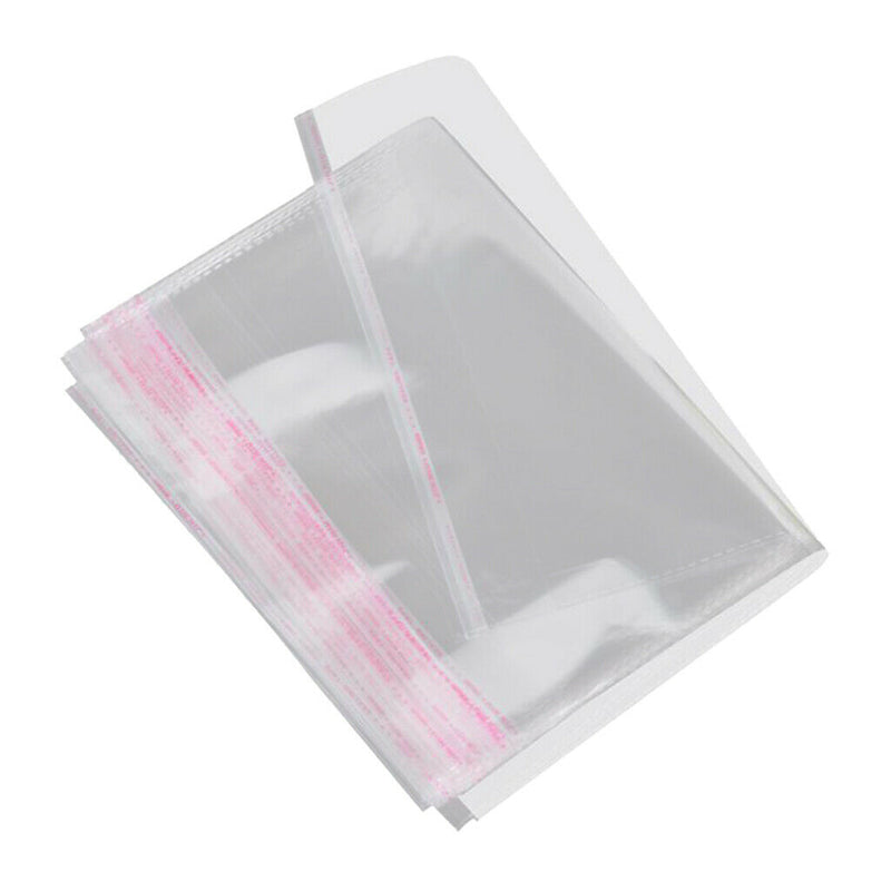 100Pcs 11x8in Clear Self Seal Adhesive Cello Cellophane Resealable Plastic Bags