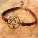 New Bracelet Inspired Retro Bronze Pentagram Pendant Brown Rope Bracelet AU25